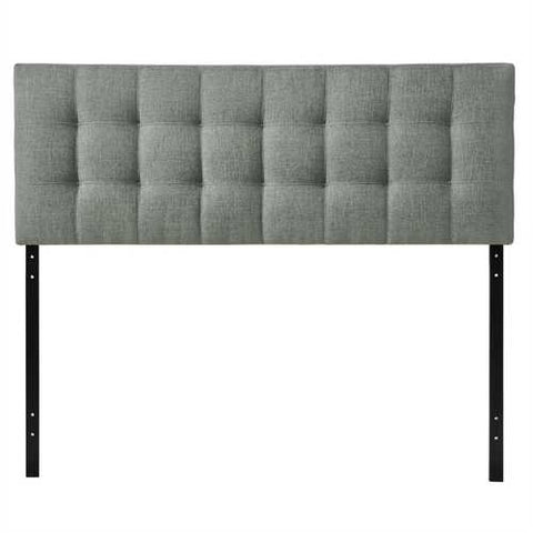 Image of King size Grey Fabric Modern Button-Tufted Upholstered Headboard