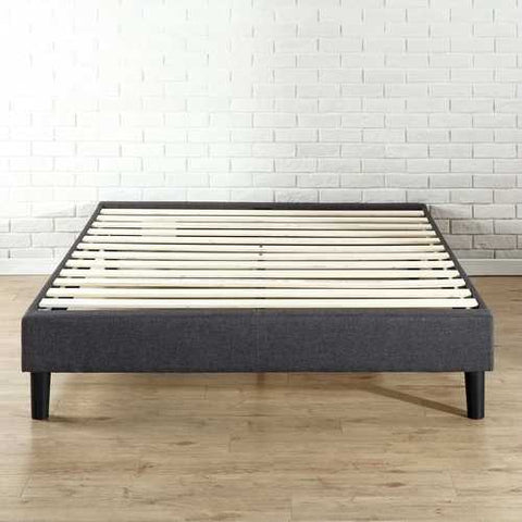 Image of King size Modern Grey Upholstered Padded Platform Bed Fame