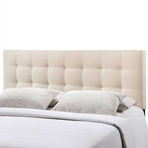 Image of King size Off-White Ivory Fabric Button-Tufted Upholstered Headboard