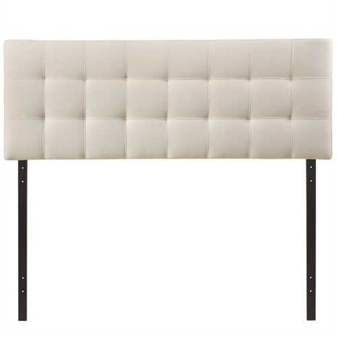 Image of King size Off-White Ivory Fabric Button-Tufted Upholstered Headboard