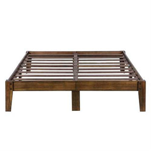 King size Solid Wood Platform Bed Frame in Brown Natural Finish