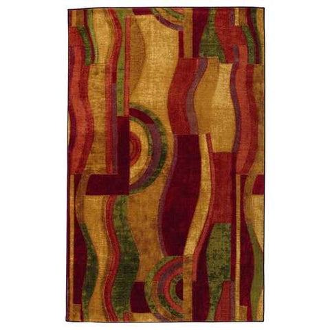 Image of 8' x 10' Abstract Area Rug with Red Wine Green and Yellow Colors