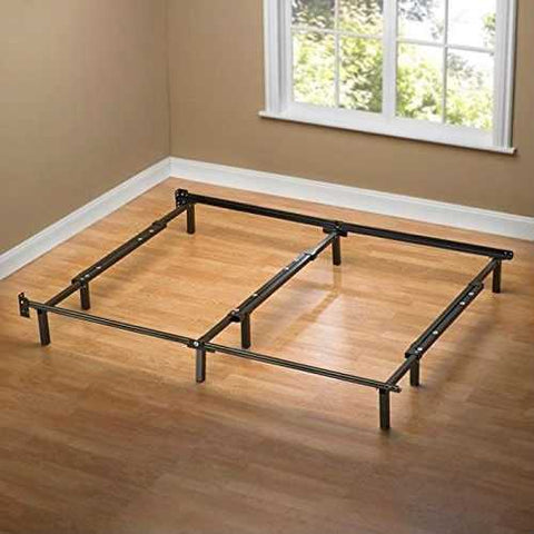 Image of King size 9-Leg Adjustable Metal Bed Frame with Headboard Brackets