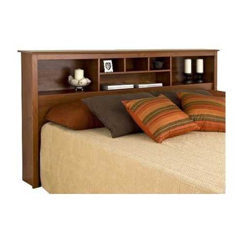 Image of King size Bookcase Headboard with Adjustable Shelf in Cherry Finish