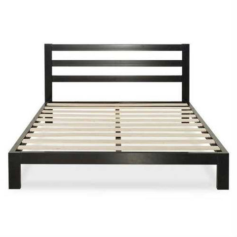 Image of King size Heavy Duty Metal Platform Bed Frame with Headboard and Wood Slats