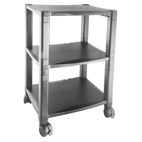 Image of 3-Shelf Mobile Printer Stand with Organizer Drawer in Black