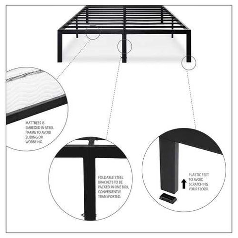 Image of King size Sturdy Metal Platform Bed Frame - Holds up to 2,200 lbs