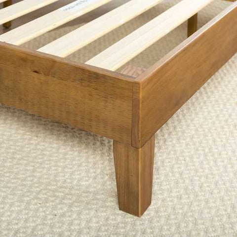 Image of King size Modern Platform Bed Frame in Rustic Pine Finish