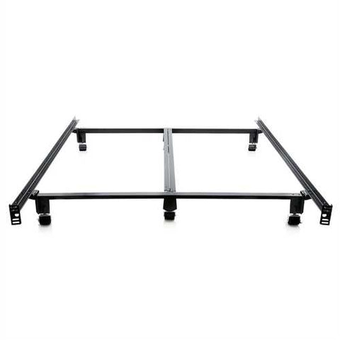 Image of King size Heavy Duty Metal Bed Frame with Locking Rug Roller Casters Wheels