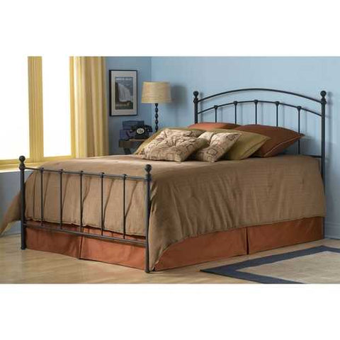 Image of King size Matte Black Metal Bed with Headboard and Footboard