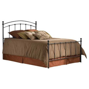 King size Matte Black Metal Bed with Headboard and Footboard