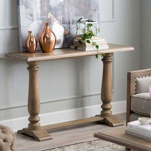 Driftwood Contemporary Classic Console Sofa Table with Pedestal Legs