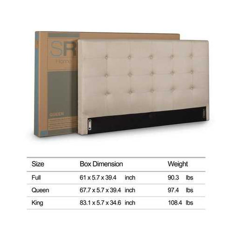 Image of King size Upholstered Platform Bed Frame with Button Tufted Headboard in Taupe