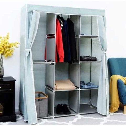 Image of Light Blue 68-inch Portable Wardrobe Closet Clothes Storage Unit