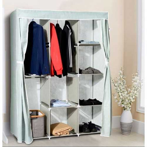 Image of Light Blue 68-inch Portable Wardrobe Closet Clothes Storage Unit