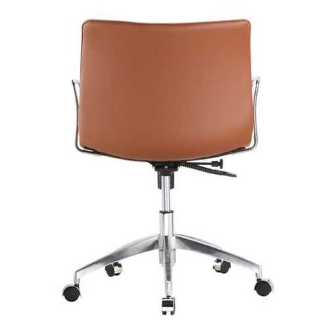 Image of Light Brown Faux Leather Modern Mid-Century Style Mid-Back Office Chair with Arms