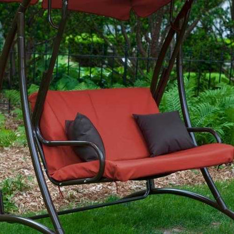 Image of 2-Seat Outdoor Porch Swing with Canopy in Terracotta Red