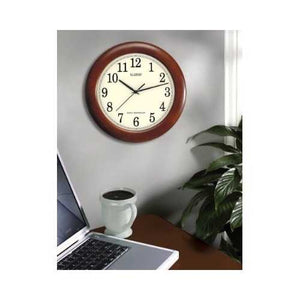 12.5-inch Atomic Analog Wall Clock with Wood Finish Frame