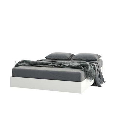 Image of Modern Floating Style White Platform Bed Frame in Full Size