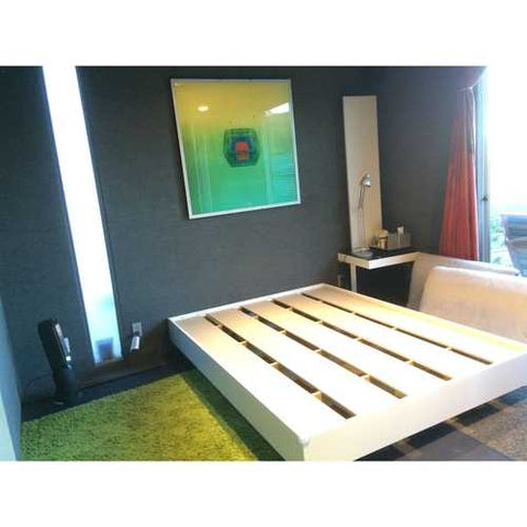 Image of Modern Floating Style White Platform Bed Frame in Full Size