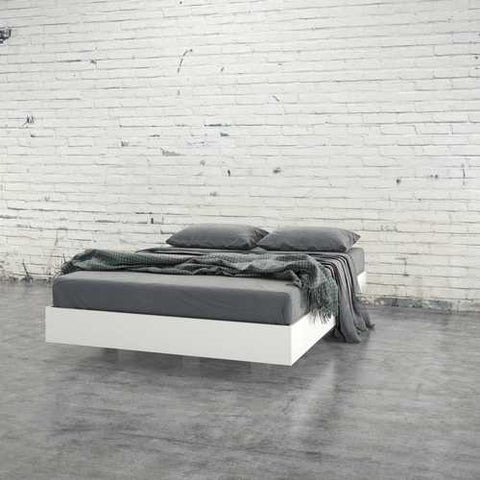 Image of Modern Floating Style White Platform Bed Frame in Full Size