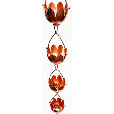 Image of Lily Lotus Flower 100% Copper 8-Foot Rain Chain