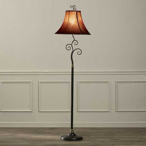 Contemporary 61-inch Tall Floor Lamp with Red and Gold Bell Shade