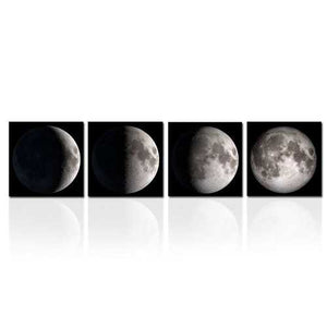 Moon Phases 4-Panel Modern Framed Canvas Print Wall Art