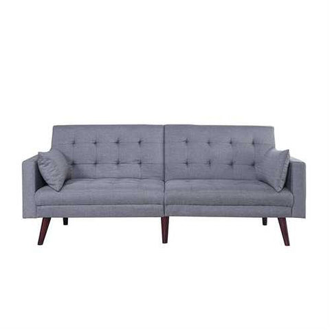 Image of Modern Mid-Century Light Grey Linen Split-Back Sofa Bed