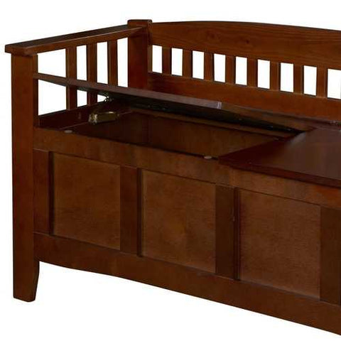 Image of Split Seat Storage Accent Bench in Walnut Wood Finish