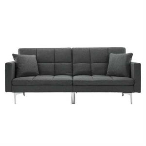 Grey Linen Split-Back Modern Sleeper Sofa Couch