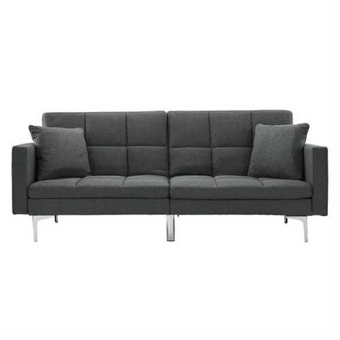 Image of Grey Linen Split-Back Modern Sleeper Sofa Couch