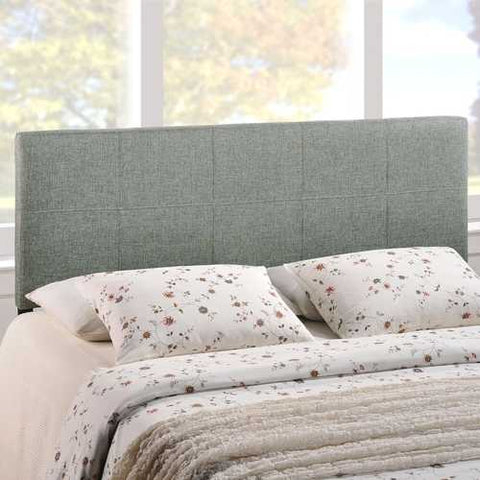 Image of Queen size Padded Textured Fabric Upholstered Headboard in Beige