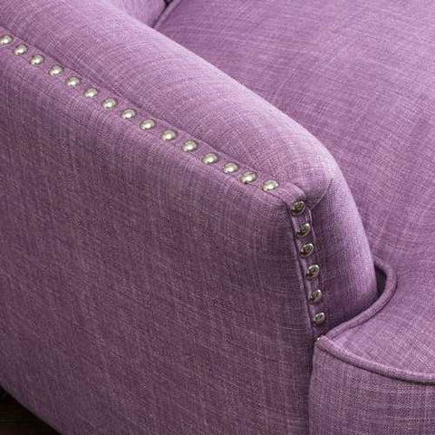 Image of Light Purple Mid-Century Tufted Upholstered 100% Linen Armchair