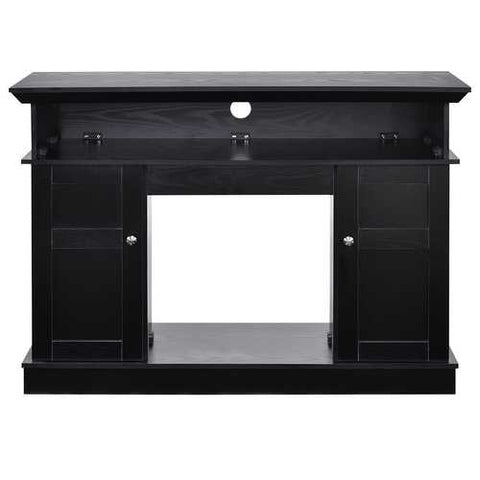 Image of Black Wood 43-inch TV Stand with Electric Fireplace Heater