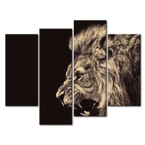 Image of Roaring Lion Big Kitty 4-Panel Wall Art Picture Print on Canvas