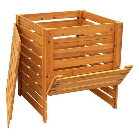 Image of Solid Wood 90-Gallon Compost Bin with Removable Top and Hinged Side Panel