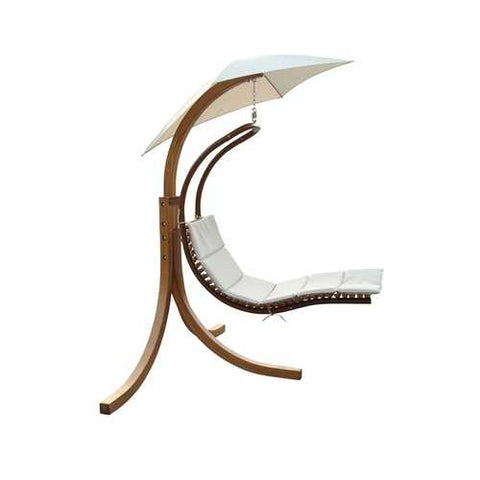 Image of Modern Porch Swing Lounger Chair with Umbrella and Cushion