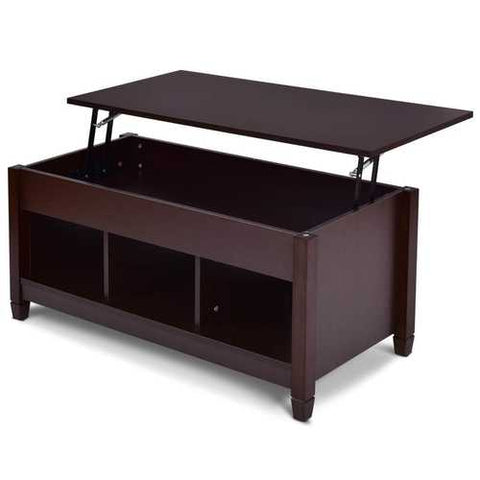 Image of Brown Wood Lift Top Coffee Table with Hidden Storage Space