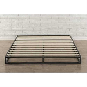 King size 6-inch Low Profile Metal Platform Bed Frame with Wood Slat Mattress Foundation