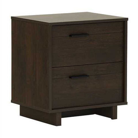 Image of Modern End Table Nightstand in Brown Wood Finish