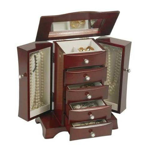 Image of 4-Drawer Jewelry Box in Cherry / Mahogany Wood Finish