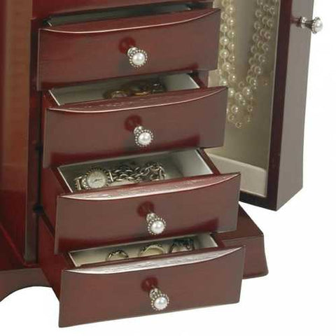 Image of 4-Drawer Jewelry Box in Cherry / Mahogany Wood Finish