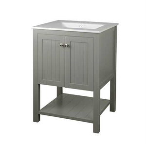 Grey 24 x 22 inch Bathroom Vanity Cabinet with White Ceramic Sink