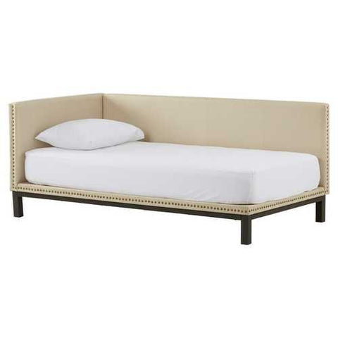 Image of Tan Linen Fabric Upholstered Mid-Century Modern Daybed