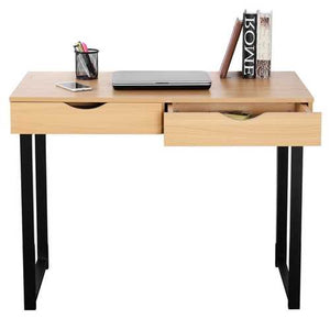 Modern Low Rise Laptop Computer Desk with Two Storage Drawers