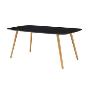 Modern Classic Mid-Century Style Black Top Coffee Table with Solid Wood Legs