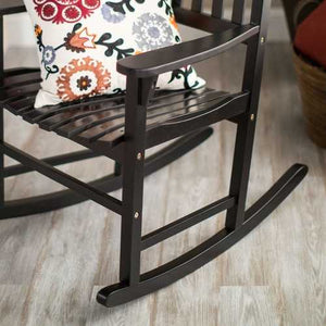 Indoor/Outdoor Patio Porch Black Slat Rocking Chair