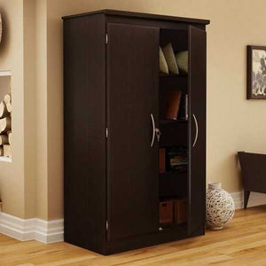 Cherry 2-Door Storage Cabinet Wardrobe Armoire for Bedroom Living Room or Home Office