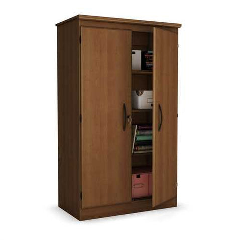 Image of Cherry 2-Door Storage Cabinet Wardrobe Armoire for Bedroom Living Room or Home Office